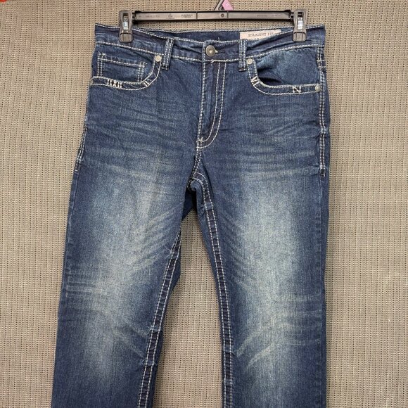 Faded Glory Mens Size W32 L34 Blue Straight Fit Denim Jeans Distressed Style - Picture 9 of 10